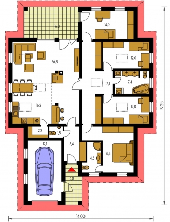 Plan de sol du rez-de-chaussée - BUNGALOW 112